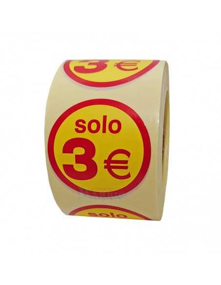 Etiquetas adehesivas redondas amarillas para precios "solo 3€"