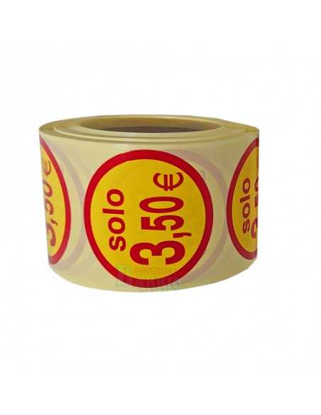 Etiquetas para precios redonda adhesiva solo 3,5€, pegatina tres euros y medio