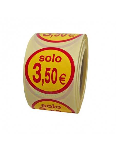 Etiquetas para precios redonda adhesiva solo 3,5€, pegatina tres euros y medio