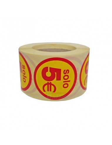 Pegatinas redondas cinco euros, etiquetas para...