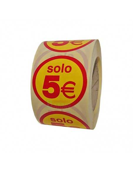 Pegatinas redondas cinco euros, etiquetas para precios solo 5€