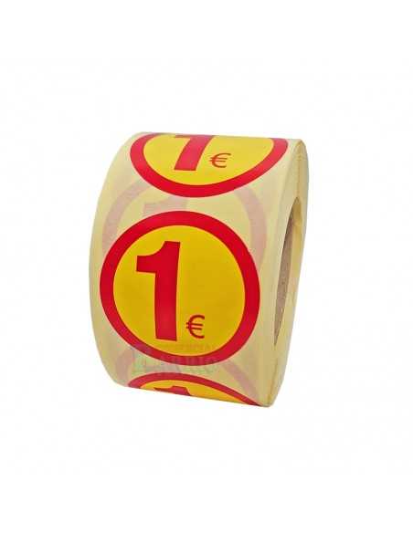 Etiquetas para precios  1€, pegatina un euro redonda