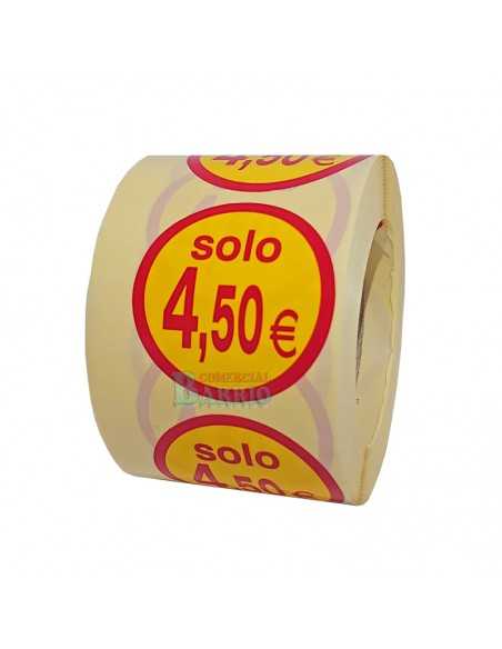 Etiquetas para precios redondos supermercado, bazar, regalos, juguetes, precios descuento, solo 4,5€