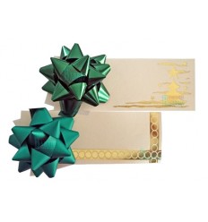 Tarjeta regalo con moño color verde